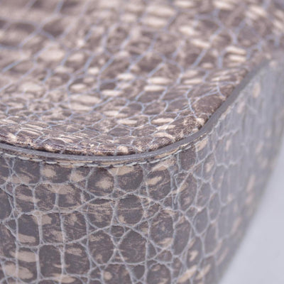 Salvatore Ferragamo Croc Embossed Beige Leather Hobo Shoulder Bag CONSIGNMENT