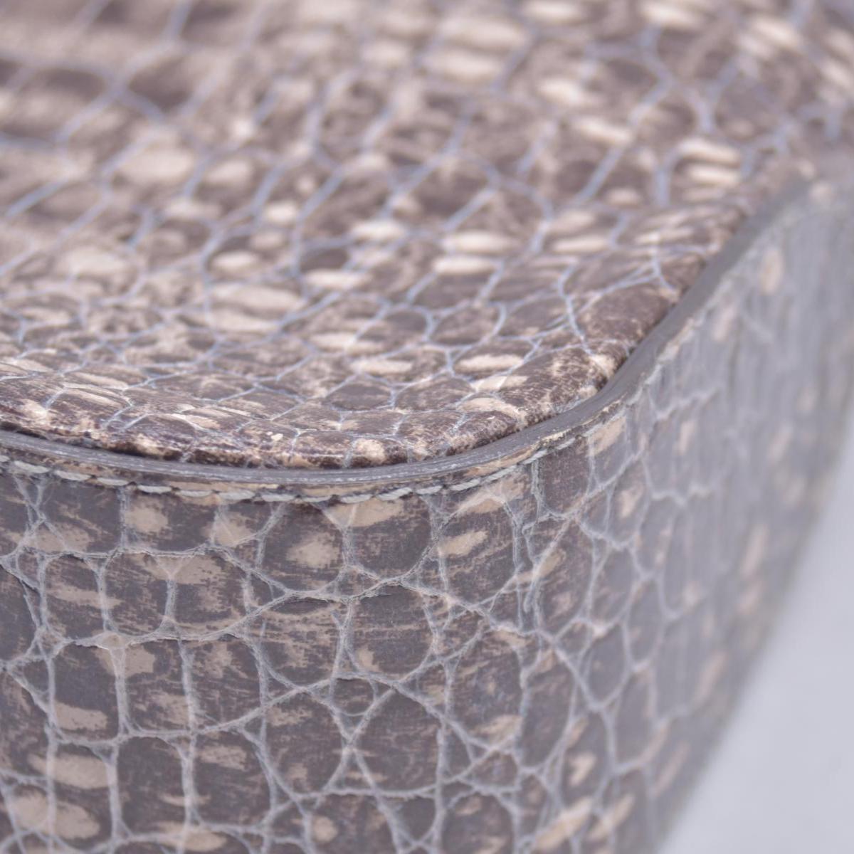 Salvatore Ferragamo Croc Embossed Beige Leather Hobo Shoulder Bag CONSIGNMENT 10021138