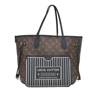 $3200 Louis Vuitton Monogram Calfskin Neo Neverfull Inside Out MM Black RFID
