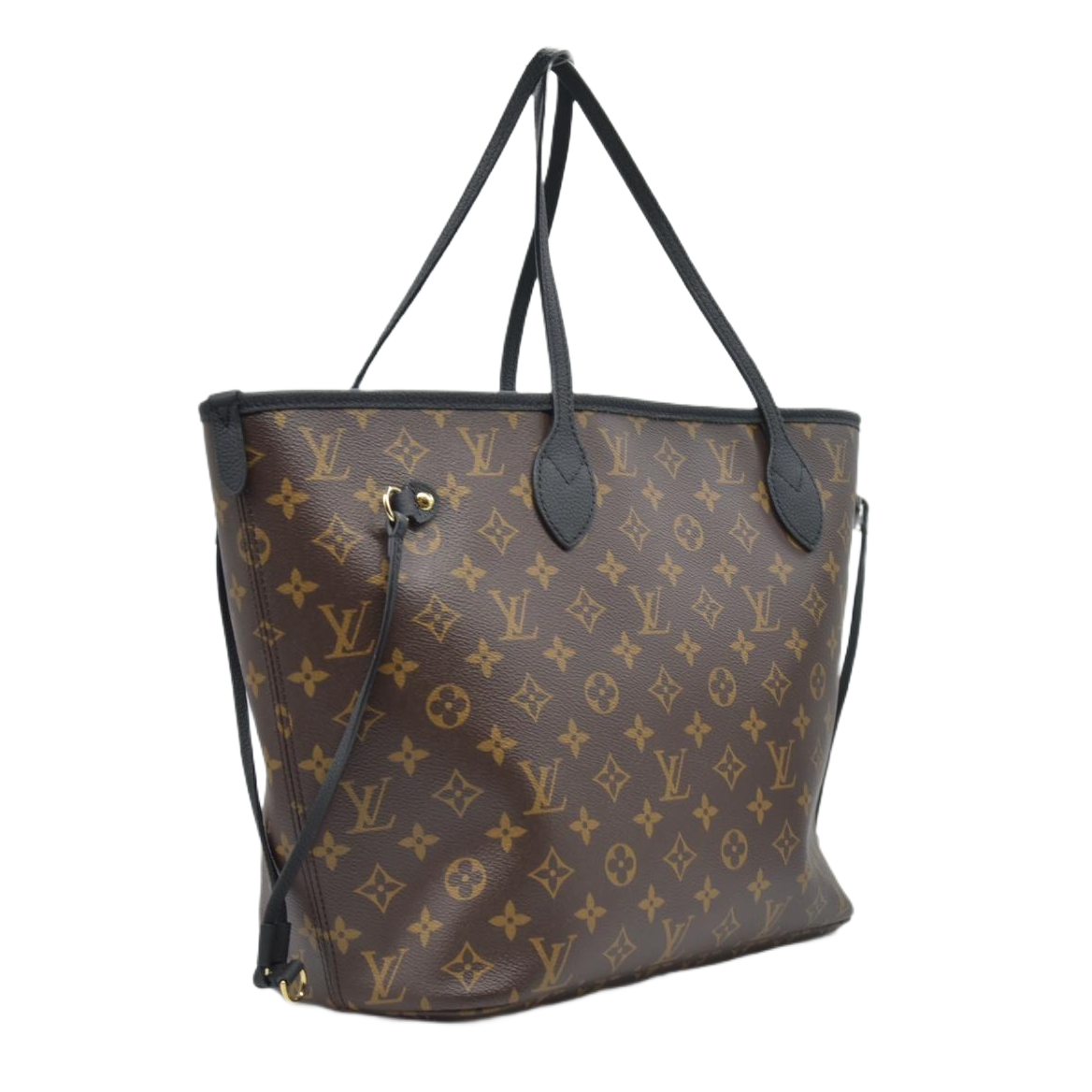 $3200 Louis Vuitton Monogram Calfskin Neo Neverfull Inside Out MM Black RFID