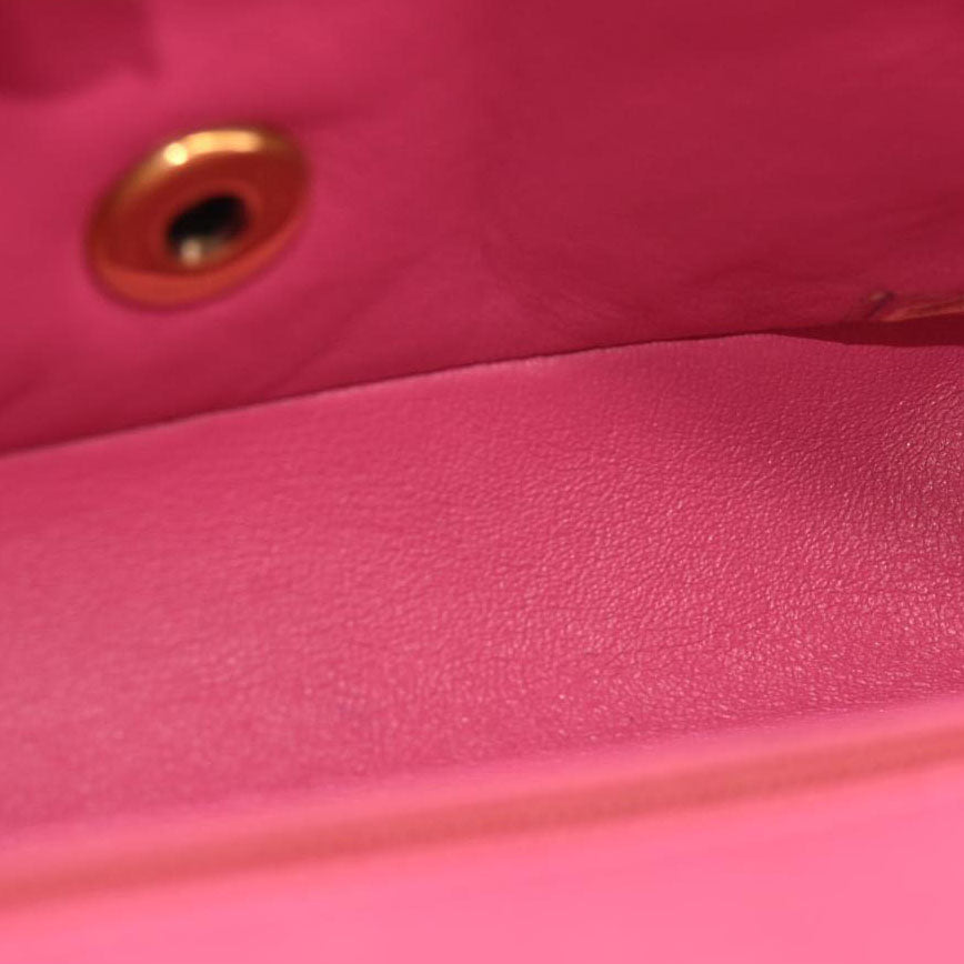 Chanel  Lambskin Chevron Quilted Mini Rectangular Flap Dark Pink 21*