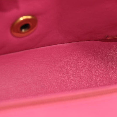 Chanel  Lambskin Chevron Quilted Mini Rectangular Flap Dark Pink 21*