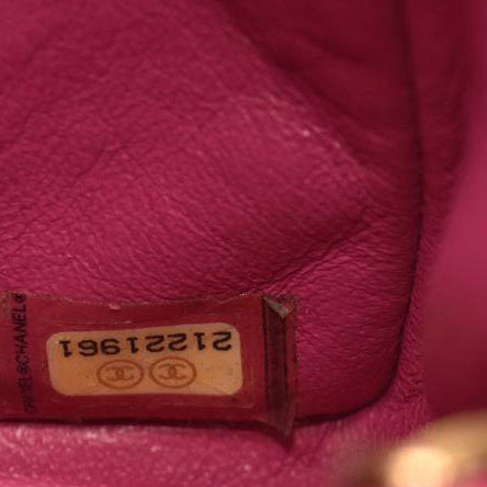 Chanel  Lambskin Chevron Quilted Mini Rectangular Flap Dark Pink 21*