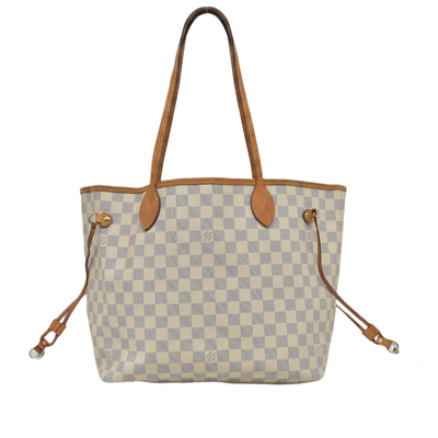 $2240 2010 Louis Vuitton Damier Azur Neverfull MM Rose Ballerine AR1120