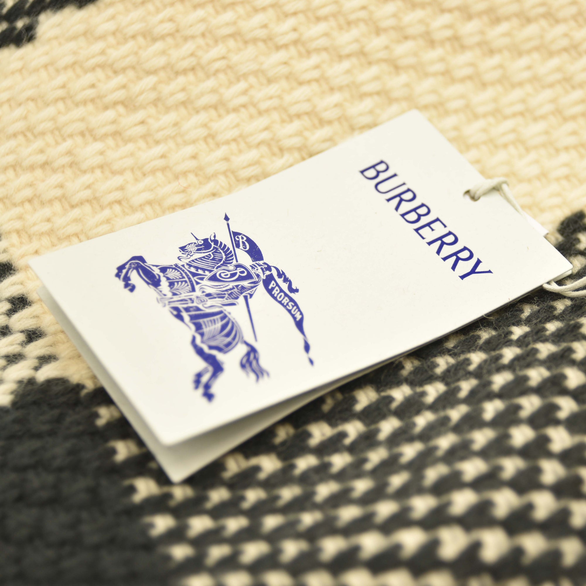 Burberry Stone Jumbo Check Wool Fringed Scarf