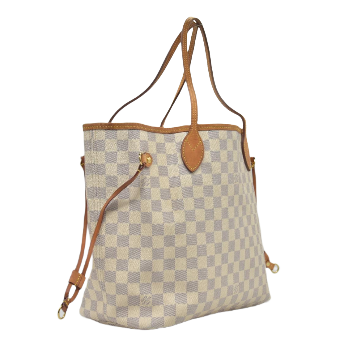 $2240 2010 Louis Vuitton Damier Azur Neverfull MM Rose Ballerine AR1120