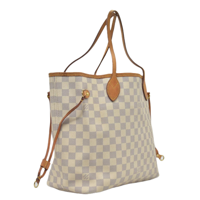 $2240 2010 Louis Vuitton Damier Azur Neverfull MM Rose Ballerine AR1120