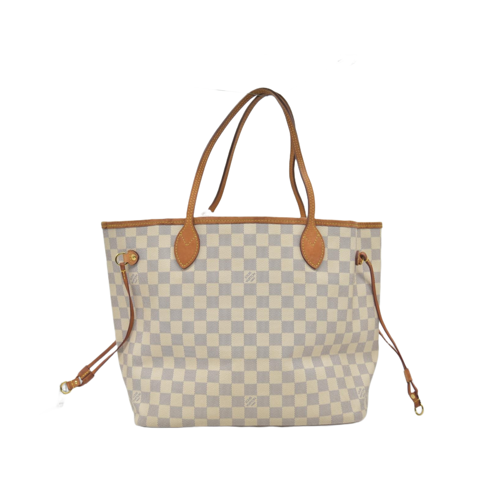 $2240 2010 Louis Vuitton Damier Azur Neverfull MM Rose Ballerine AR1120