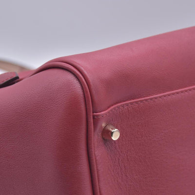 $1095 Burberry Leather Panels Small Canterbury Tote Red CONSIGNMENT