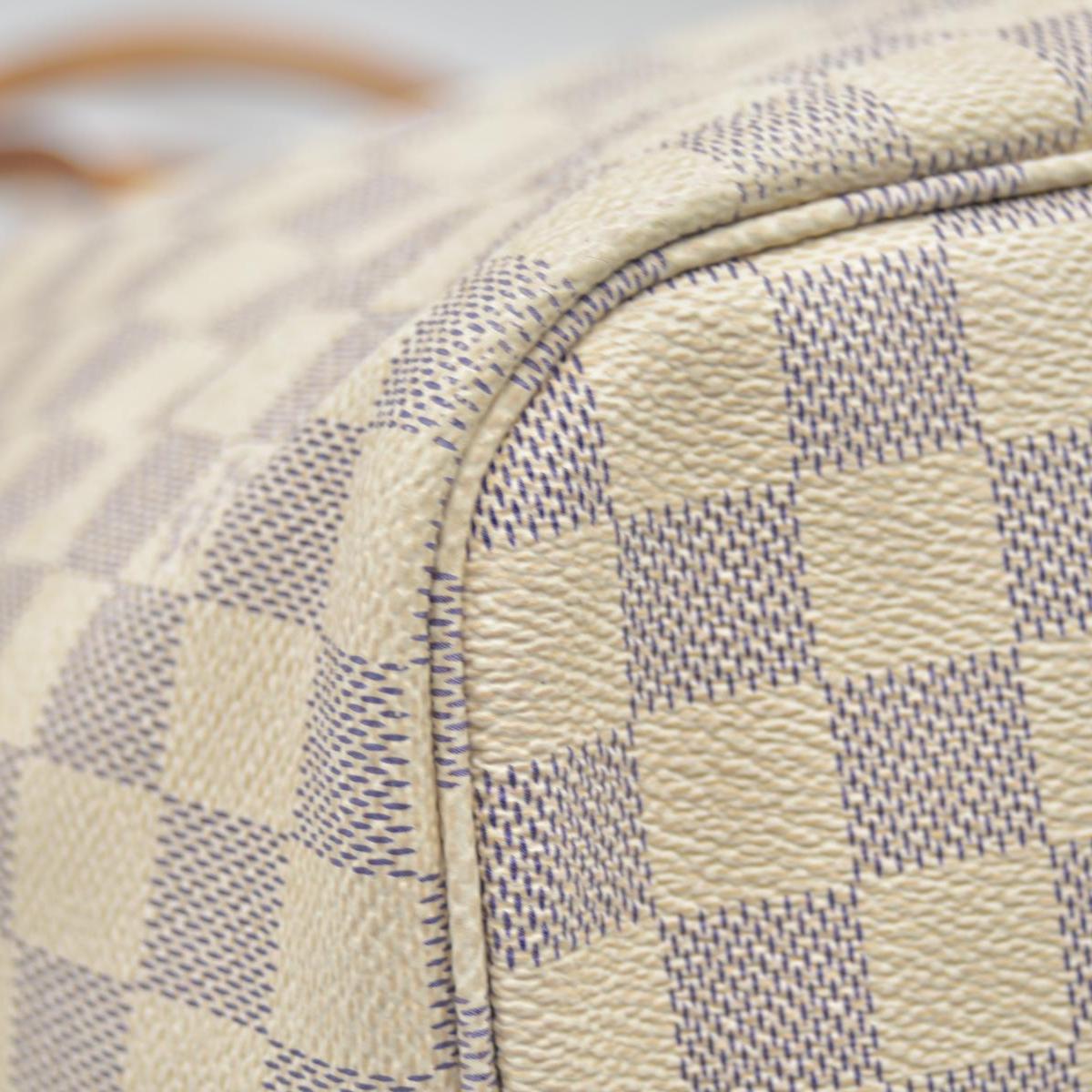 $2240 2010 Louis Vuitton Damier Azur Neverfull MM Rose Ballerine AR1120