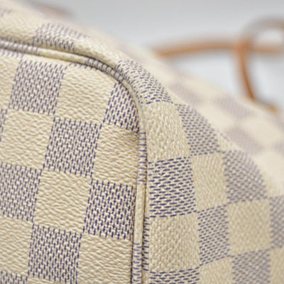 $2240 2010 Louis Vuitton Damier Azur Neverfull MM Rose Ballerine AR1120