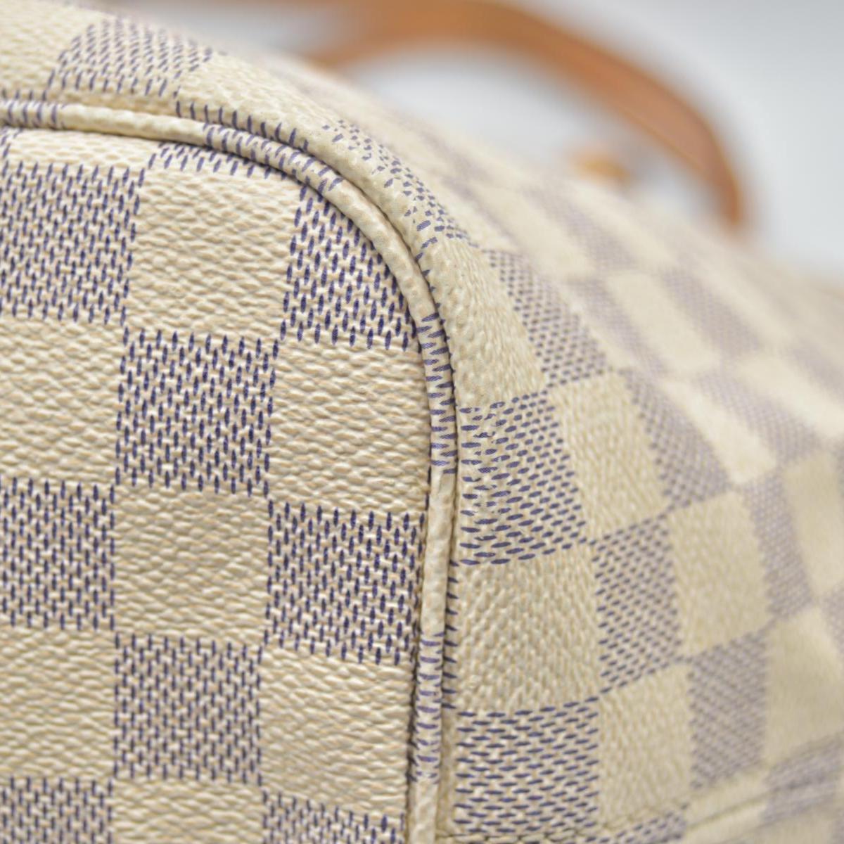 $2240 2010 Louis Vuitton Damier Azur Neverfull MM Rose Ballerine AR1120