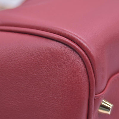 $1095 Burberry Leather Panels Small Canterbury Tote Red CONSIGNMENT