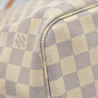 $2240 2010 Louis Vuitton Damier Azur Neverfull MM Rose Ballerine AR1120