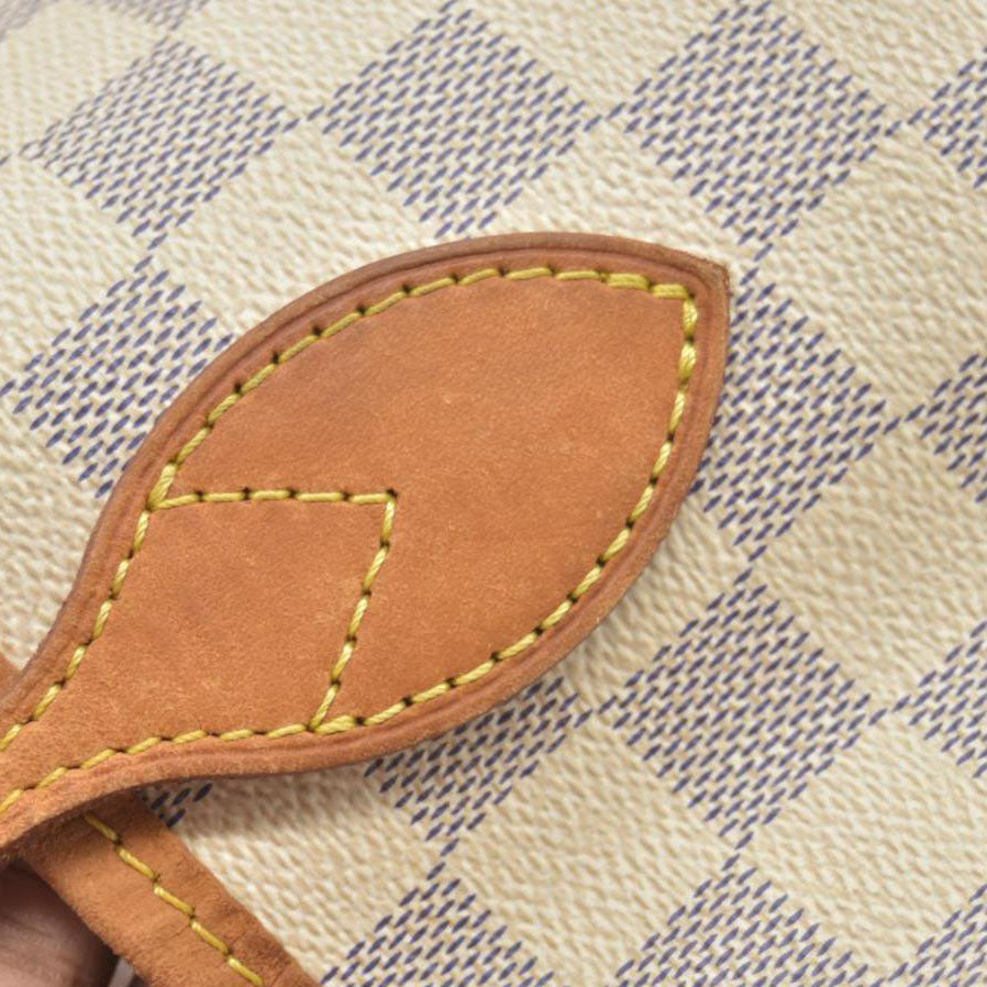 $2240 2010 Louis Vuitton Damier Azur Neverfull MM Rose Ballerine AR1120
