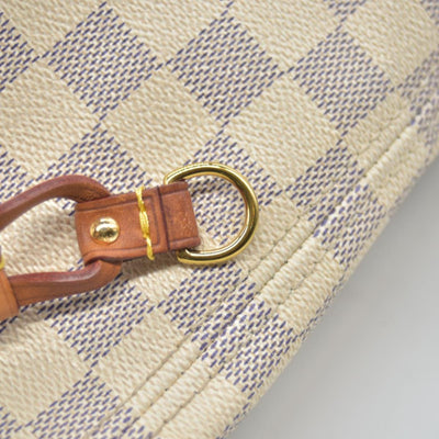 $2240 2010 Louis Vuitton Damier Azur Neverfull MM Rose Ballerine AR1120