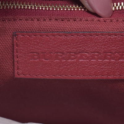 $1095 Burberry Leather Panels Small Canterbury Tote Red CONSIGNMENT