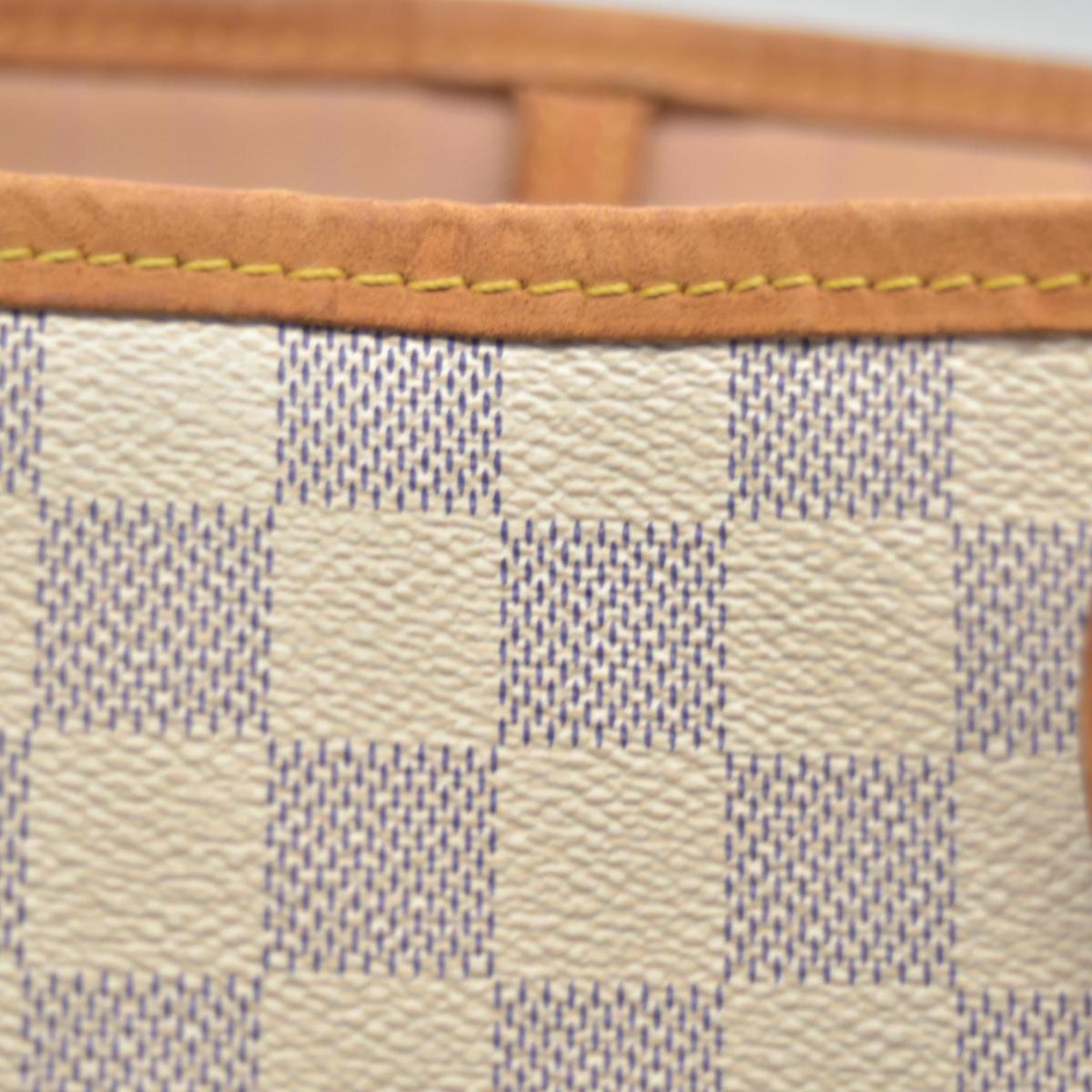 $2240 2010 Louis Vuitton Damier Azur Neverfull MM Rose Ballerine AR1120