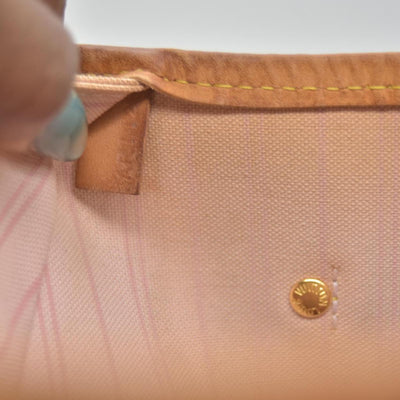 $2240 2010 Louis Vuitton Damier Azur Neverfull MM Rose Ballerine AR1120