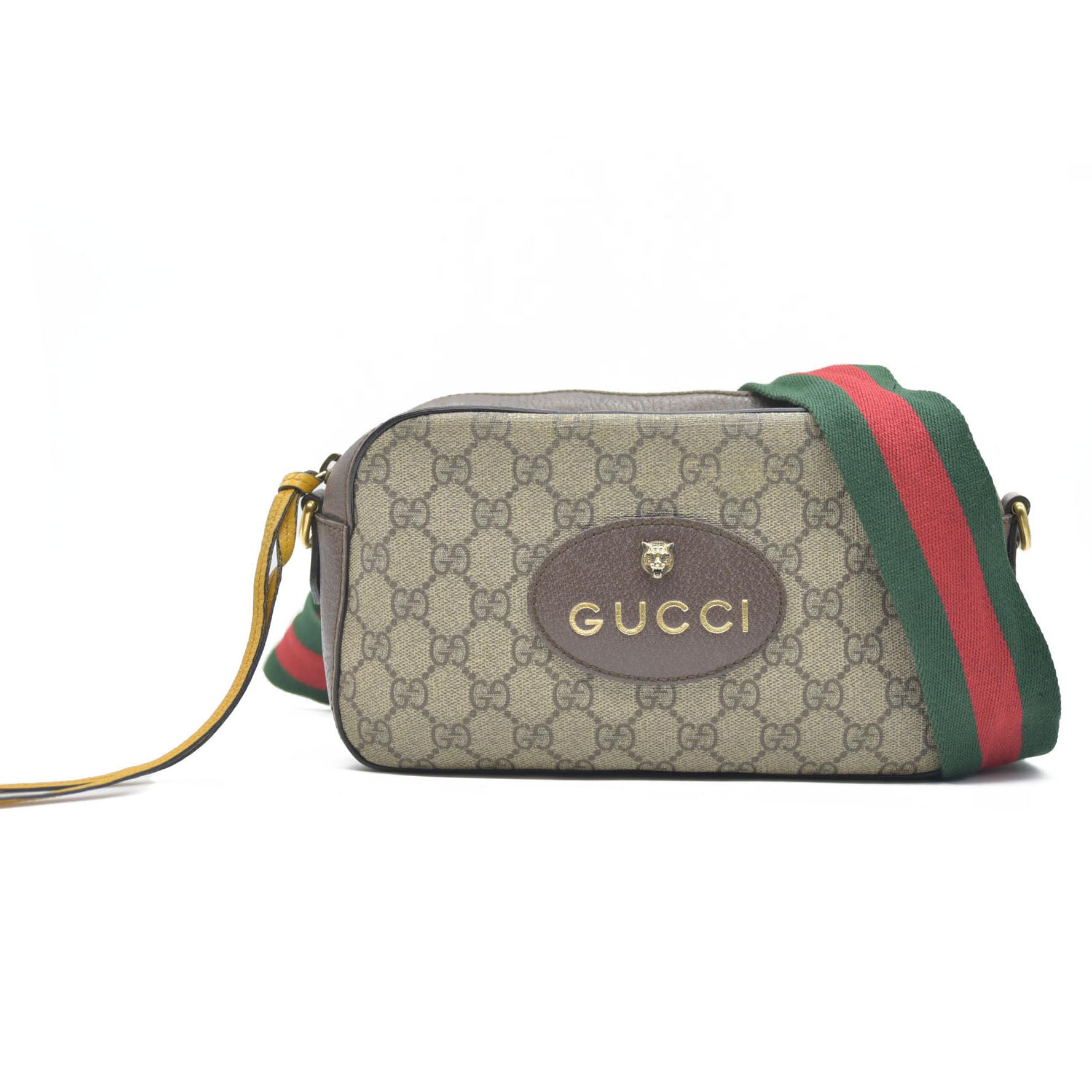 Gucci  GG Supreme Monogram Web Neo Vintage Shoulder Bag Beige New Acero Crop