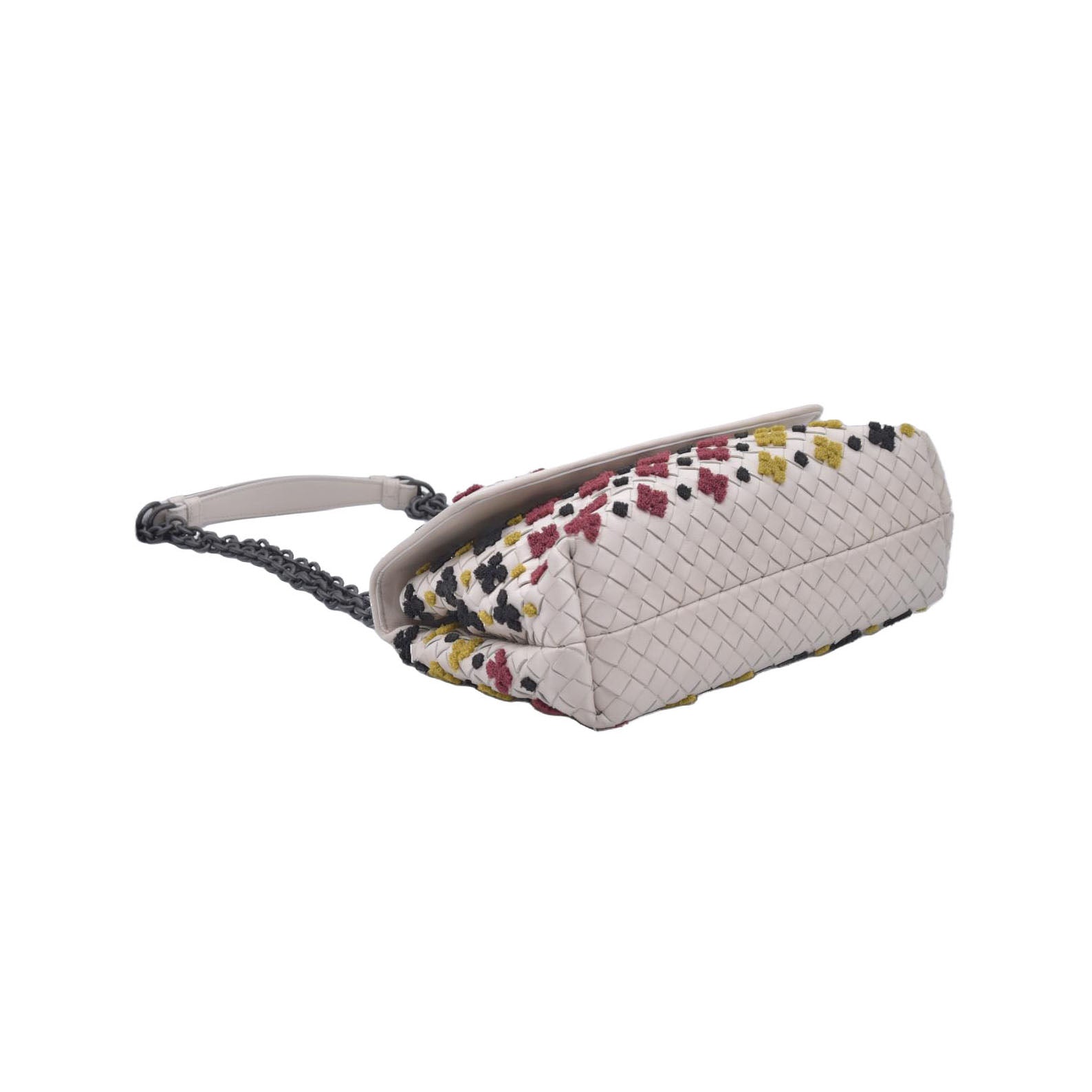 Bottega Veneta Nappa Intrecciato Embrooidered Mosaic Olimpia Shoulder Bag White Multicolor CONSIGNMENT