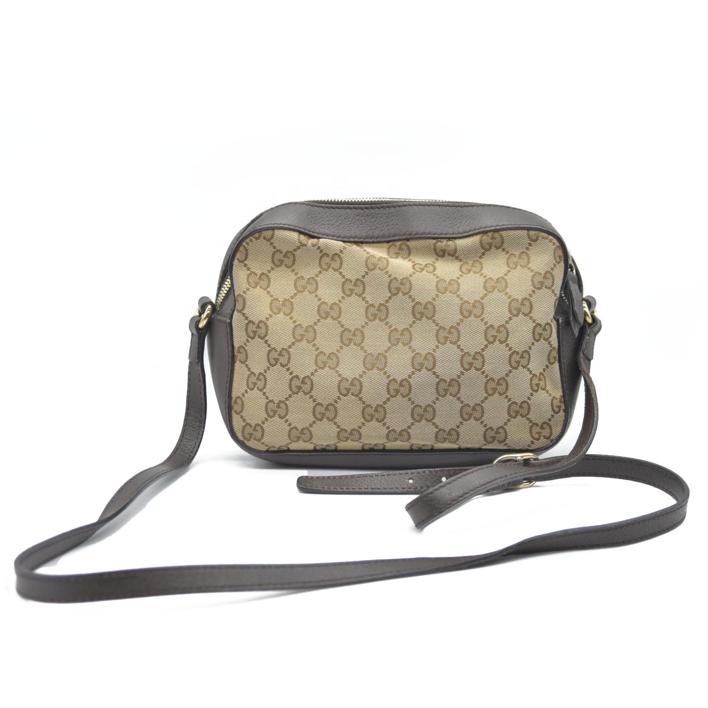 Gucci  GG Supreme Monogram Web Small Webby Bee Shoulder Bag Dark Brown