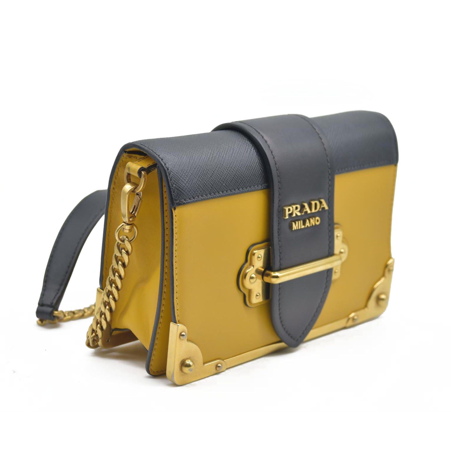 AUCTION $2710 Prada City Calf Saffiano Cahier Bag Soleil Black