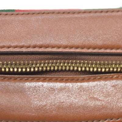 AUCTION $1450 Gucci  Vintage Canvas Web Shoulder Bag Sand Cuir