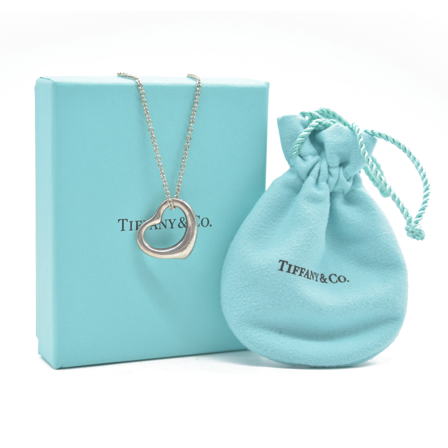$625 Tiffany & Co. Elsa Peretti 16 mm Open Heart Pendant Sterling Silver Medium 925