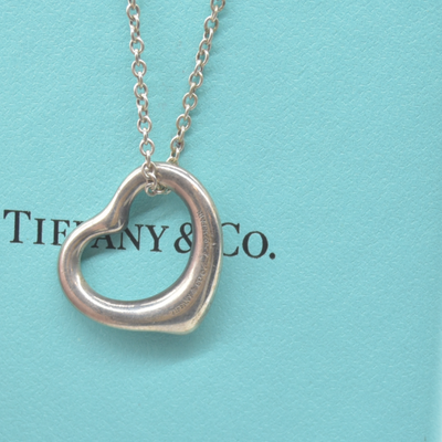 $625 Tiffany & Co. Elsa Peretti 16 mm Open Heart Pendant Sterling Silver Medium 925
