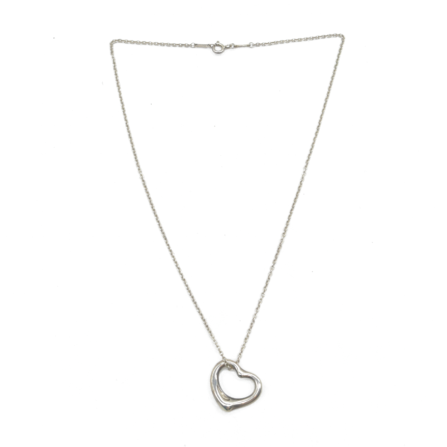 $625 Tiffany & Co. Elsa Peretti 16 mm Open Heart Pendant Sterling Silver Medium 925