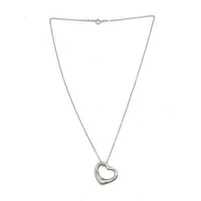 $625 Tiffany & Co. Elsa Peretti 16 mm Open Heart Pendant Sterling Silver Medium 925