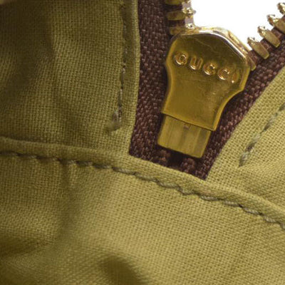 AUCTION $1450 Gucci  Vintage Canvas Web Shoulder Bag Sand Cuir