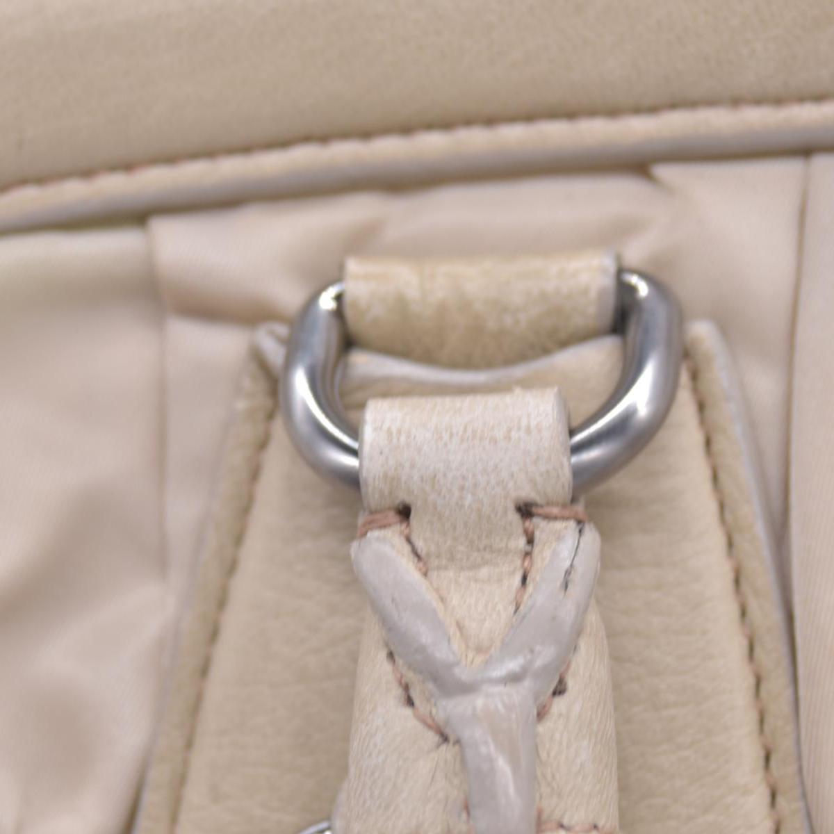 $800 PRADA Logo Plate Nylon Hand Bag Ivory 10021023