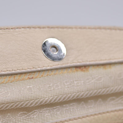 $800 PRADA Logo Plate Nylon Hand Bag Ivory 10021023