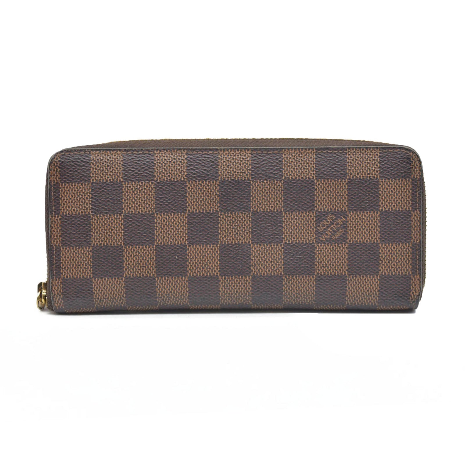 $630 LOUIS VUITTON Damier Ebene Portefeuille Clemence Zippy Wallet GI2116