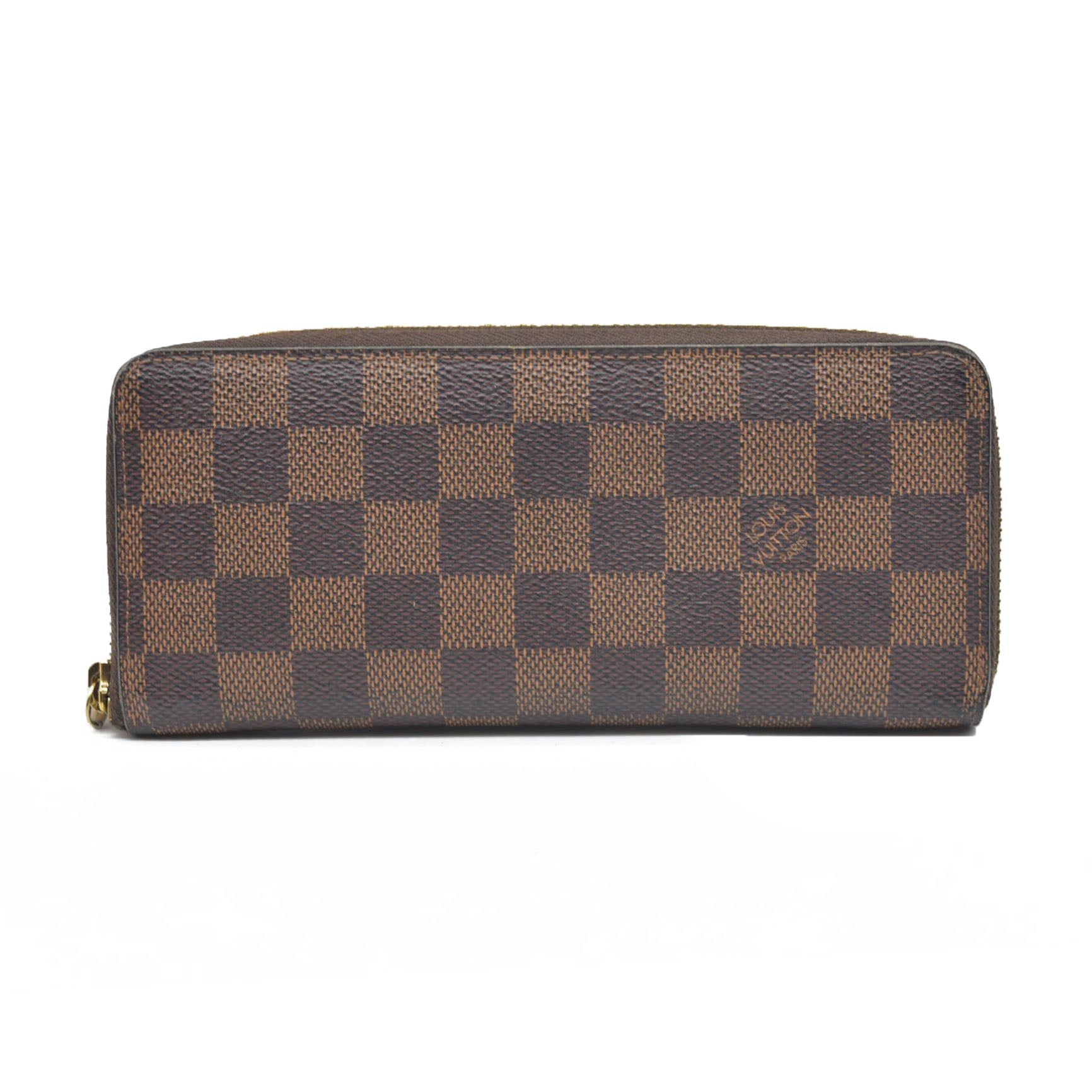 $630 LOUIS VUITTON Damier Ebene Portefeuille Clemence Zippy Wallet GI2116