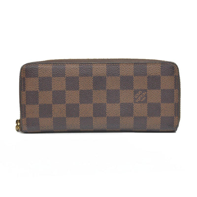 $630 LOUIS VUITTON Damier Ebene Portefeuille Clemence Zippy Wallet GI2116