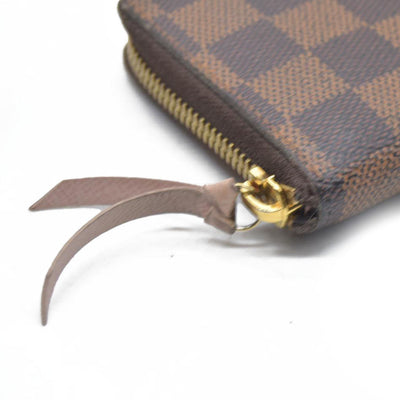 $630 LOUIS VUITTON Damier Ebene Portefeuille Clemence Zippy Wallet GI2116
