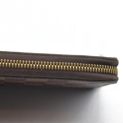 $630 LOUIS VUITTON Damier Ebene Portefeuille Clemence Zippy Wallet GI2116