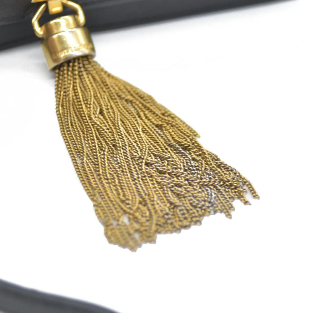 AUCTION $2400 Saint Laurent  Grain De Poudre Medium Classic Monogram Kate Tassel Satchel Black