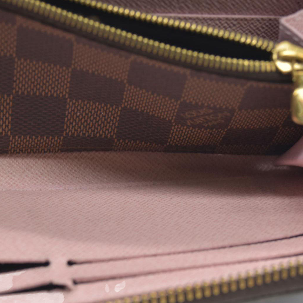 $630 LOUIS VUITTON Damier Ebene Portefeuille Clemence Zippy Wallet GI2116