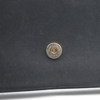 AUCTION $2400 Saint Laurent  Grain De Poudre Medium Classic Monogram Kate Tassel Satchel Black