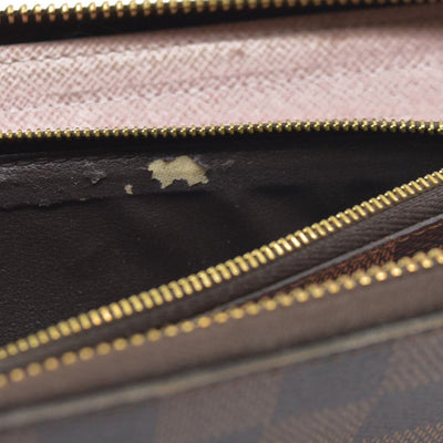$630 LOUIS VUITTON Damier Ebene Portefeuille Clemence Zippy Wallet GI2116