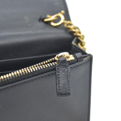 AUCTION $2400 Saint Laurent  Grain De Poudre Medium Classic Monogram Kate Tassel Satchel Black
