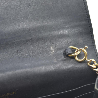 AUCTION $2400 Saint Laurent  Grain De Poudre Medium Classic Monogram Kate Tassel Satchel Black