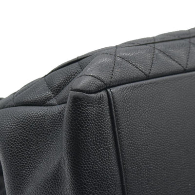 AUCTION $2900 Chanel  Caviar Quilted Grand Shopping Tote GST Black Silver Hardware 2008