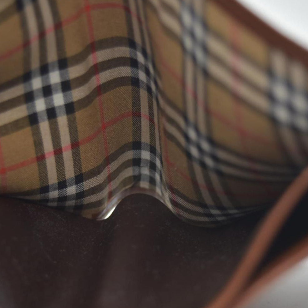 $560 Burberry Leather Small Folding Wallet Brown