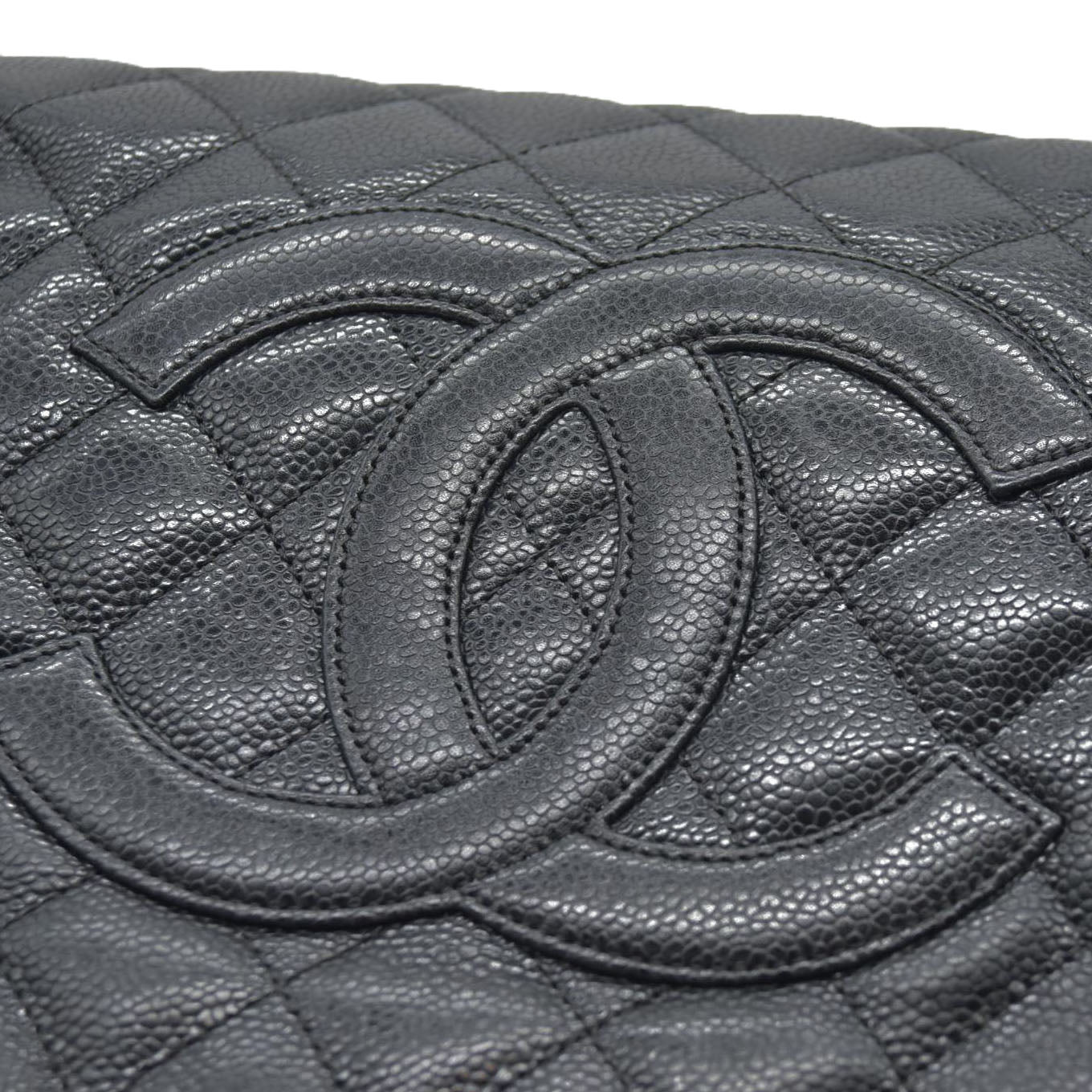 AUCTION $2900 Chanel  Caviar Quilted Grand Shopping Tote GST Black Silver Hardware 2008