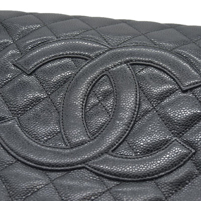 AUCTION $2900 Chanel  Caviar Quilted Grand Shopping Tote GST Black Silver Hardware 2008